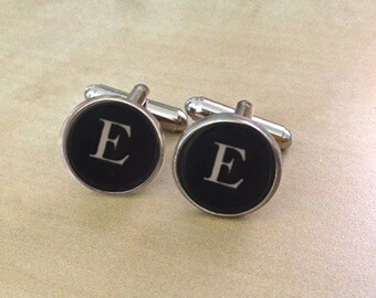 Letter E Typewriter Key Cufflinks: Recycled Initial Jewelry
