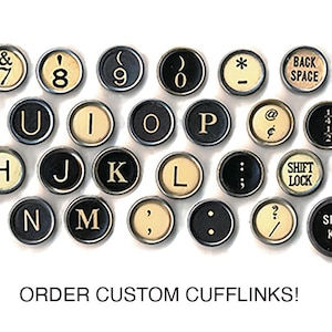 Custom AUTHENTIC typewriter jewelry cufflinks for men and women!  Choose your typewriter keys.  NO GLUE.  Letter jewelry.  Recycled gift.
