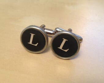 Letter L Typewriter Cufflinks.  Father's Day Gift.  Typewriter Key. No GLUE!  Mens cufflinks.