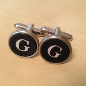 Initial G Typewriter Key cuffs. Vintage Typewriter Jewelry Custom Cufflinks.  Letter G.   No GLUE!  Cufflinks for men and Women. Recycled.