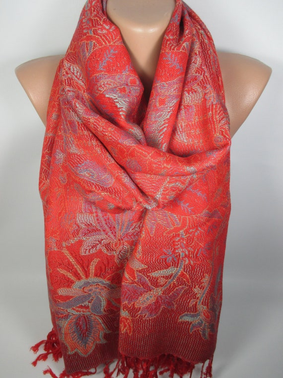 red pashmina shawl