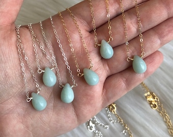 Gold Filled/Sterling Silver Amazonite Necklace / Minimalist Crystal Necklace / Amazonite Minimal Necklace / Dainty Crystal Necklace