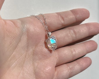 Sterling Silver Tiny Angel Aura Quartz Necklace / Angel Aura Silver Necklace