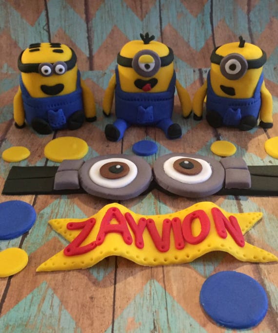 Minion Inspired Cake Topper Set Etsy