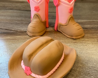 Pink/Brown/Daisy Cowgirl Hat And Boots