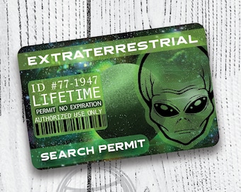 Extraterrestrial Alien Search Permit 2x3.5 Wallet-Sized Metal Card