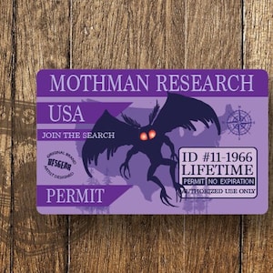 Mothman Research Permit 2x3.5 Wallet-Sized Metal Card