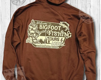 Bigfoot Search Gear Artist Designed Original Brand - Bigfoot Fishing Tours & Lodge Pullover Hoodie