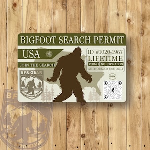 Bigfoot Search Permit 2x3.5 Wallet-Sized Metal Card