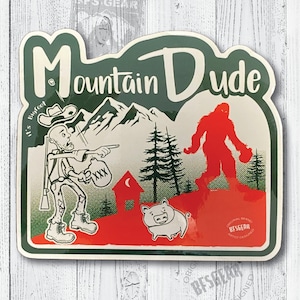 Bigfoot Mountain Dude Glossy Vinyl Sticker