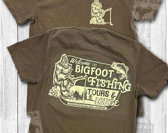 Bigfoot Search Gear Artist Designed Original Brand - Bigfoot Fishing Tours & Lodge T-Shirt