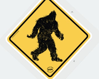 Bigfoot Xing Crossing Sign 5x5 Matte Vinyl Sticker
