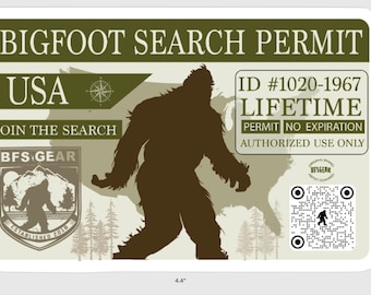 Bigfoot Search Permit Glossy Vinyl Sticker