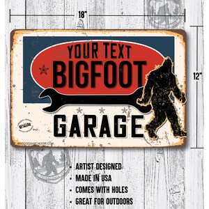 Personalized Bigfoot Garage 12x18 Metal Sign