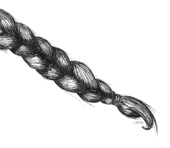 Tresse croquis dessin lencre impression noir et blanc Etsy Tresse croquis dessin lencre impression noir et blanc Etsy