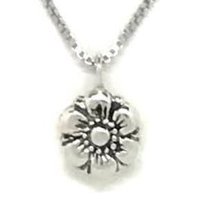Petite sterling silver flower pendant necklace on 18 inch chain