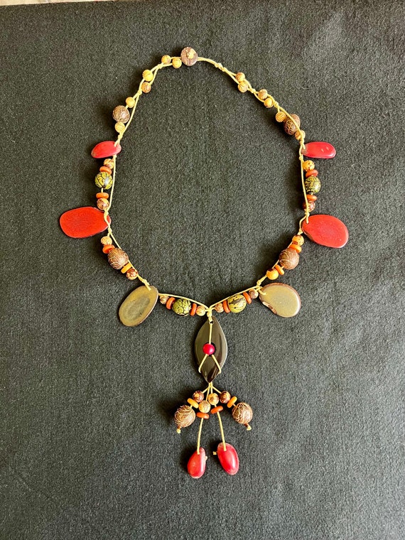Vintage Bohemian Chunky Necklace with Pendant, all