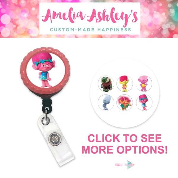 Trolls Poppy Retractable Badge Holder, Badge Reel, teacher gift, rn badge reel, cute badge holder, trolls badge, pediatric badge, picu badge