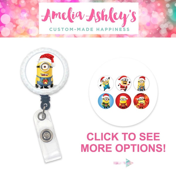 minions id badge clip - Porte-badge de Noël - clip de badge nominatif - bobine de badge rétractable - cadeau pour infirmière - RN pédiatrique - cadeau enseignant