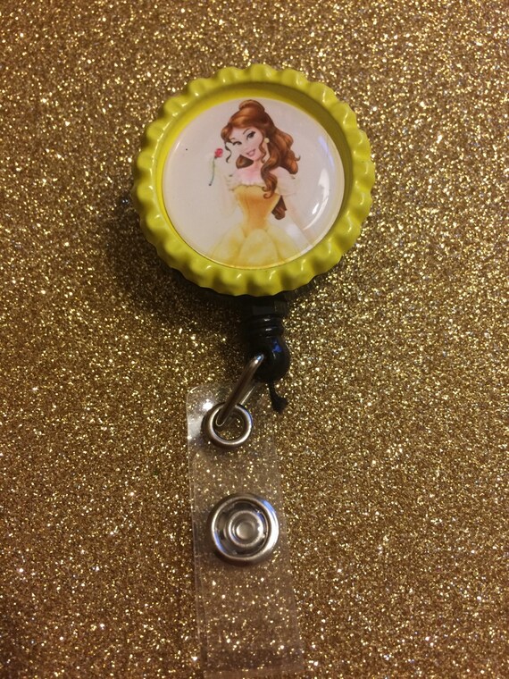 Retractable Badge Reel Name ID Pull Clip Holder Beauty and the Beast Belle Nurse