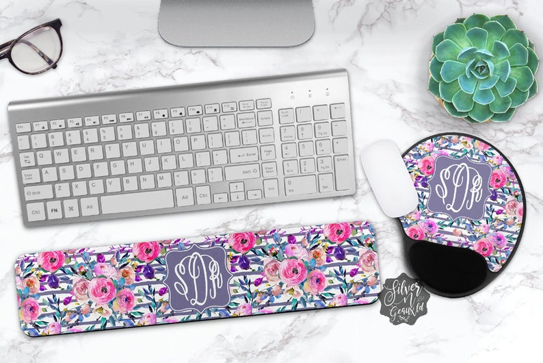 Fl Wrist Rest Mouse Pad Personalized Desk Accessories Keyboard Customized With Memory Foam Flower Office Decor