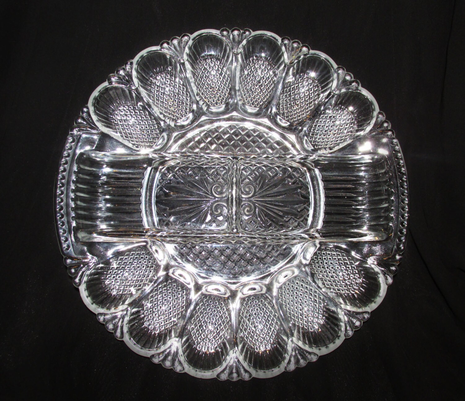 Vintage L. E. Smith Heritage Clear Glass Deviled Egg Plate and Etsy