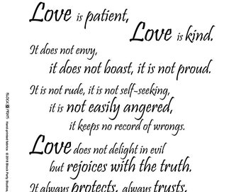 Love Is... 1 Corinthians 13 Religious Fabric Panel