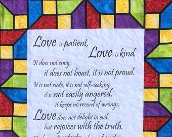 Love Is.... 1 Corinthians 13 Fabric Panel & Stained Glass Pattern