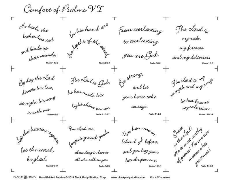 Comfort Of Psalms 6 Fabric Panel Christian Fabric Religious Etsy