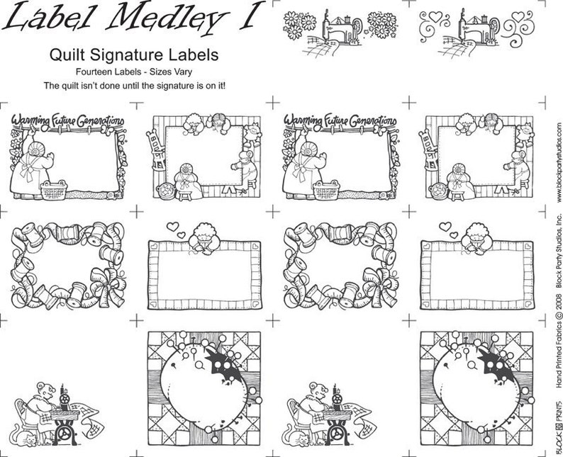 Label Medley I Fabric Panel Quilt Labels Etsy