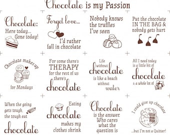 Chocolate is My Passion Fabric Panel: Kona Cotton Quilt Material
