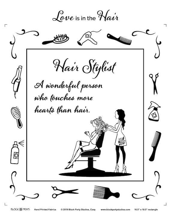 Love Is In The Hair Fabric Panel Hairdresser And Hair Stylist Etsy