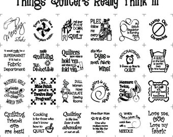 Things Quilters Really Think III: Humorous Kona Cotton Fabric Panel
