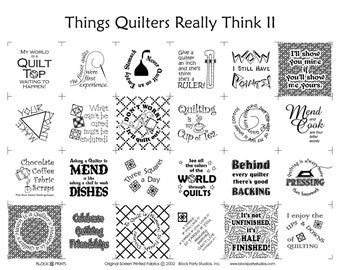 Humorous Quilting Fabric Panel: "Things Quilters Think" Kona Cotton