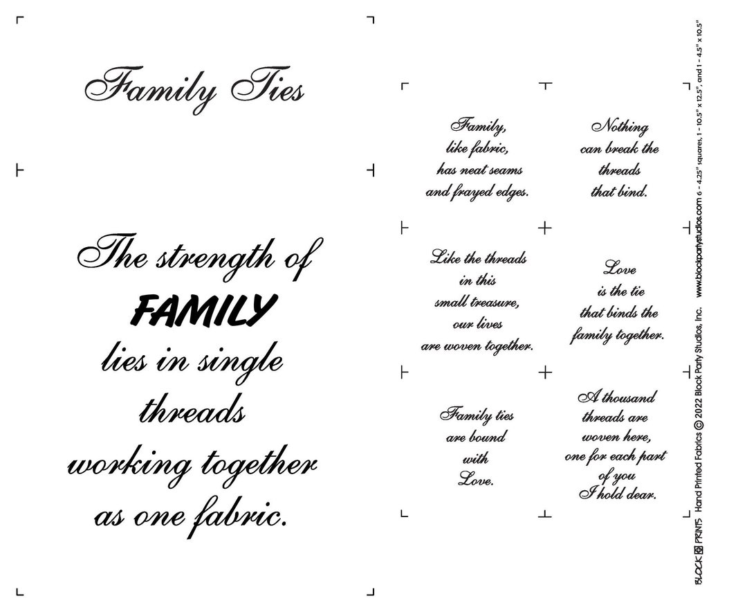 Family Ties Fabric Panel Etsy
