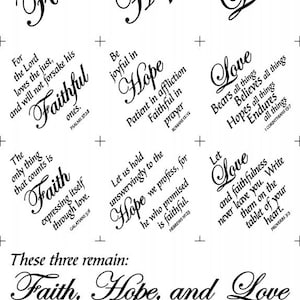 Faith, Hope, and Love Religious Fabric Panel