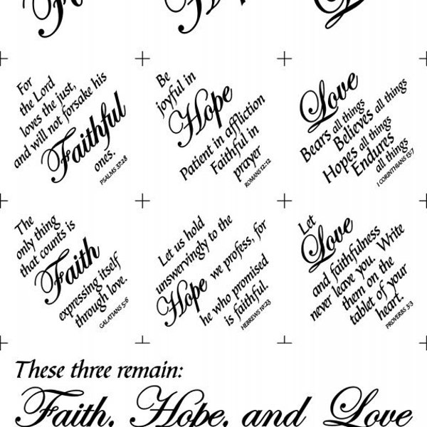 Faith, Hope, and Love Religious Fabric Panel