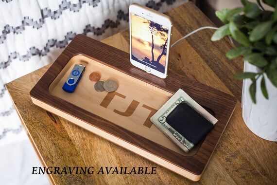 Mens Valet Tray Wood Valet Tray Desk Organizer Wood Docking Etsy