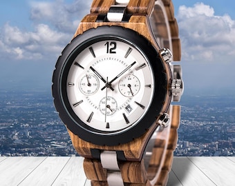 Fathers Day Gift, Dad Wooden Watch, Gifts For Dad, Husband Fathers Day Gift, Mens Watch, Gift for Him, Stainless Steel Watch, Groomsman Gift