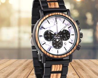 Gifts For Dad, Fathers Day Gift, Dad Gift, Personalized Mens Gift, Men's Wooden Watch, Anniversary Watch, Chronograph Watch, Boyfriend Gift