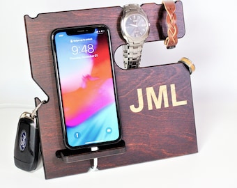 Houten Dubbele Telefoon Docking Station Ash Sleutelhouder Portemonnee Stand Horloge Organizer Mannen Vrouw Papa Verjaardagscadeau Nachtkastje Vader Gadgets Compatibel met iPhone iWatch AirPods Houten Dubbele Telefoon Docking Station Ash Sleutelhouder Portemonnee Stand Horloge Organizer Mannen Vrouw Papa Verjaardagscadeau Nachtkastje Vader Gadgets Compatibel met iPhone iWatch AirPods