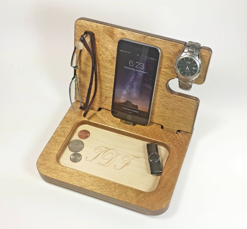 Night Stand Organizer Men's Gifts Personalized Docking Etsy