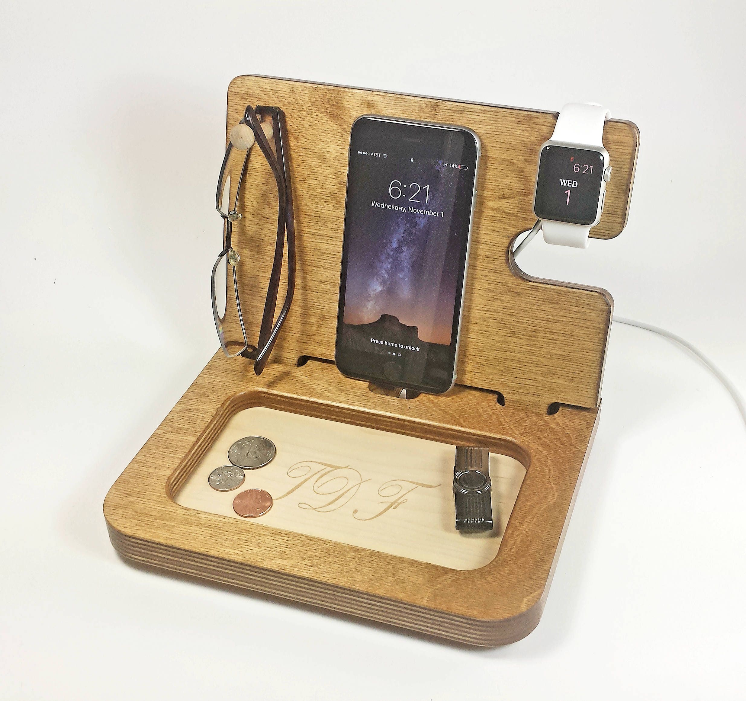 Night Stand Valet Wood Valet Mens Valet Personalized Valet Etsy Australia