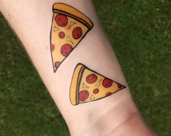 10 Pizza Tattoos • Sheet of 10 • Pepperoni Pizza Temporary Tattoos