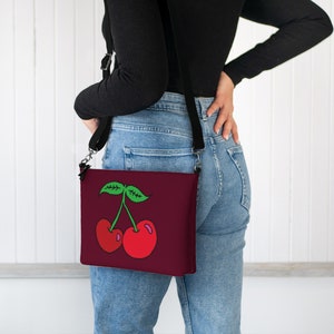 Reversible Cherry Crossbody Bag - Vegan Leather