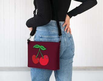 Reversible Cherry Crossbody Bag - Vegan Leather