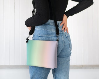 Rainbow Crossbody Bag with Black Strap - Vegan Leather