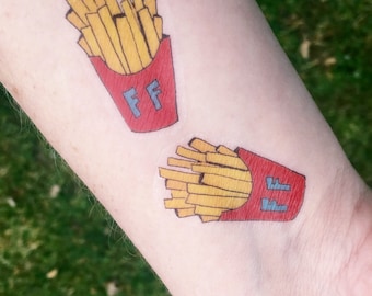 French Fry Temporary Tattoos / Sheet of 10 / French Fries / Food Party / Birthday Party / Gag Gifts