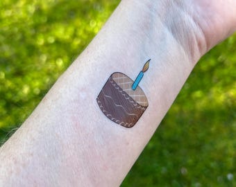 Birthday Cake Tattoos for Boy • Set of 12 Temporary Tattoos • Hand Drawn and Made in USA