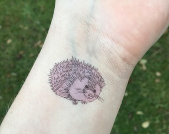 15 Hedgehog Tattoos • Sheet of 15 • Choice of Pink, Purple, or Blue